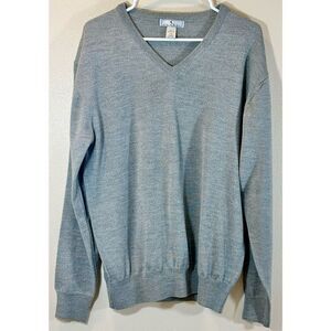 Vintage Cumran 100% Merino Wool Gray Made in Italy V-Neck Men's Sweater Large